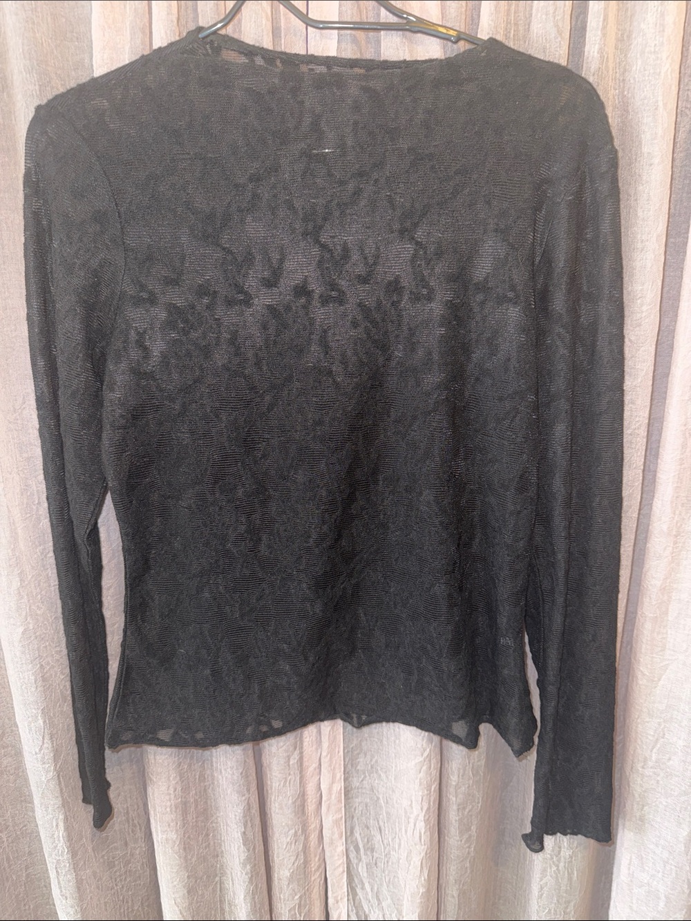 Sheer Black Long-Sleeve Knit Top - Women